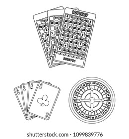 Casino and gambling outline icons in set collection for design. Casino and equipment vector symbol stock web illustration.