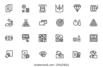 Casino and Gambling Outline Vector Icons 2