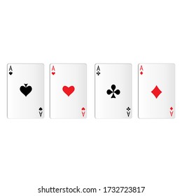 Casino gambling poker blackjack cards on a white background. Simple vector illustration casino game cards.