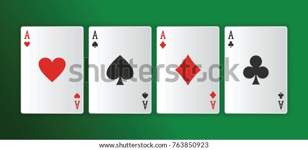 緑の机の背景にカジノの賭博でブラックジャックカードをポーカーします リアルなベクターイラスト カジノゲームデザイン のベクター画像素材 ロイヤリティフリー