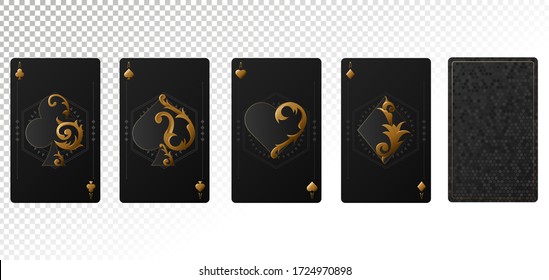 Casino gambling poker blackjack - playing cards isolated on transparent background. Vector illustration