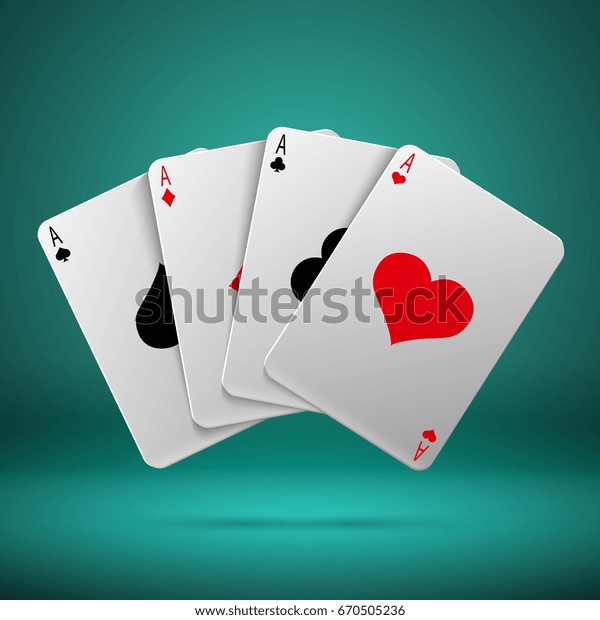 カジノの賭博ポーカー4つのエースを持つカードを使ったブラックジャックベクター画像コンセプト 組み合わせプレイカードのイラスト のベクター画像素材 ロイヤリティフリー