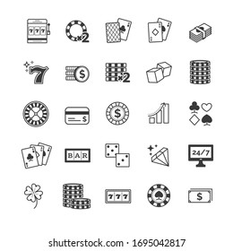 Casino, gambling, poker game icons set for your design