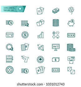 Casino, gambling, poker game vector icons set for your design