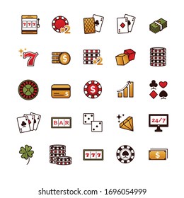 Casino, gambling, poker game vector icons set for your design