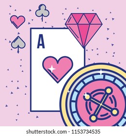 casino and gambling roulette ace card and diamond image design