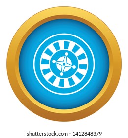 Casino gambling roulette icon blue vector isolated on white background for any design