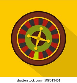 Casino gambling roulette icon. Flat illustration of casino gambling roulette vector icon for web isolated on yellow background