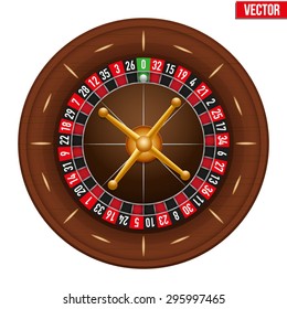 Casino gambling roulette wheel. Vector illustration isolated on white background.