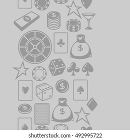 Casino gambling seamless pattern with game objects.