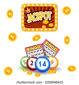 Casino gambling win luck fortune gamble play game objects risk chance icons success vegas roulette gaming vector illustration.