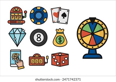 Casino Game Icon Set Collection