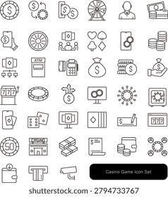 Casino Game Icon Set : Roulette, Slot, and Chip Materials