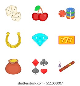 Casino game icons set. Cartoon illustration of 9 casino game vector icons for web