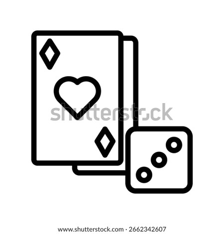 Casino Game Outline bold Vector Icon which can be easily modified or Edited 