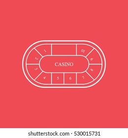 Casino Game Table Line Icon On Red Background