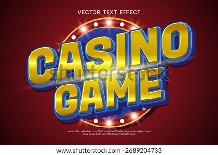 Casino game vector 3D text effect