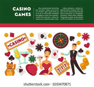 Casino games promotional Internet banner with sample text