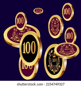 Las gotas de oro del Casino se están cayendo. Llueven las gotas del Casino. Patrón para anuncios de fiestas, eventos en Las Vegas. Símbolo de éxito y buena suerte

