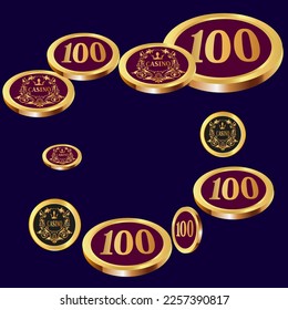 Las gotas de oro del Casino se están cayendo. Llueven las gotas del Casino. Patrón para anuncios de fiestas, eventos en Las Vegas. Símbolo de éxito y buena suerte
