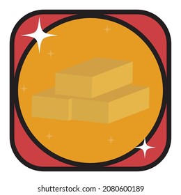 casino. gold ingot. vector image with black, red and white lines design with yellow, red and white background.