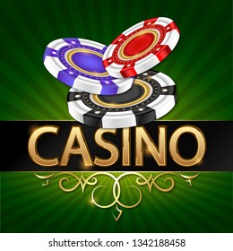 Casino gold letters with ornament design chips for a tournament
