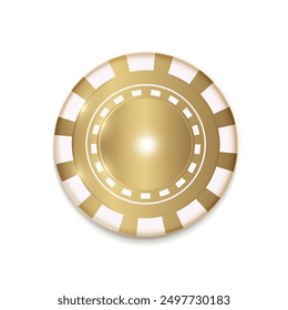 Casino Gold Vip expensive Poker Chip. Game icon. 3d Gambling Coins, isolated on green background, vector realistic png