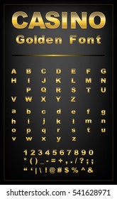 Casino golden font and symbols