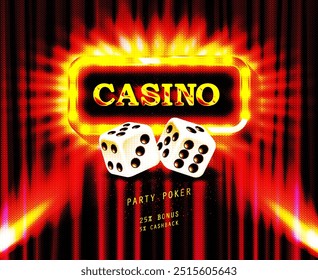 Casino. Golden inscription Casino with light bulbs. Vector clipart.