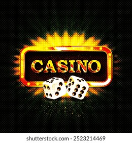 Casino. Golden inscription Casino with light bulbs. Vector clipart.