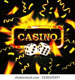 Casino. Golden inscription Casino with light bulbs. Vector clipart.