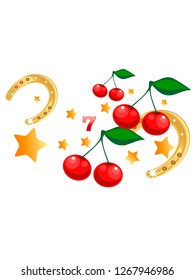 Casino. Golden slot machine wins the jackpot. Big win concept. Casino jackpot. Vector illustration