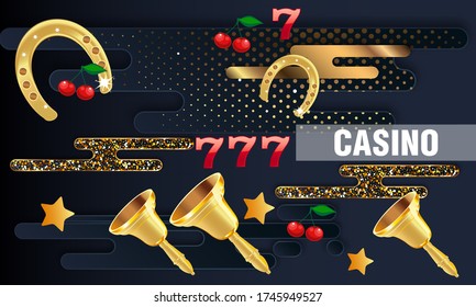 Casino. Golden slot machine wins the jackpot. Big win concept. Casino jackpot. Vector illustration