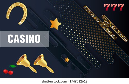 Casino. Golden slot machine wins the jackpot. Big win concept. Casino jackpot. Vector illustration