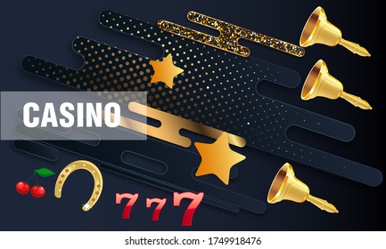 Casino. Golden slot machine wins the jackpot. Big win concept. Casino jackpot. Vector illustration