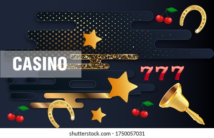 Casino. Golden slot machine wins the jackpot. Big win concept. Casino jackpot. Vector illustration