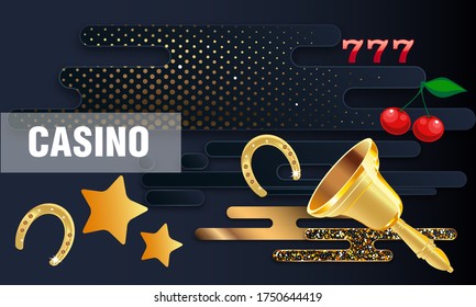 Casino. Golden slot machine wins the jackpot. Big win concept. Casino jackpot. Vector illustration