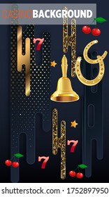 Casino. Golden slot machine wins the jackpot. Big win concept. Casino jackpot. Vector illustration