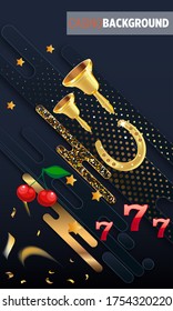 Casino. Golden slot machine wins the jackpot. Big win concept. Casino jackpot. Vector illustration