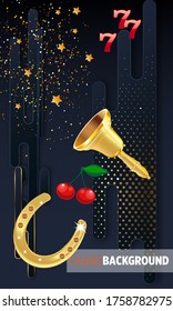 Casino. Golden slot machine wins the jackpot. Big win concept. Casino jackpot. Vector illustration