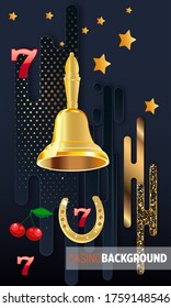 Casino. Golden slot machine wins the jackpot. Big win concept. Casino jackpot. Vector illustration