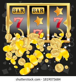Casino. Golden slot machine wins the jackpot. Big win concept. Casino jackpot.