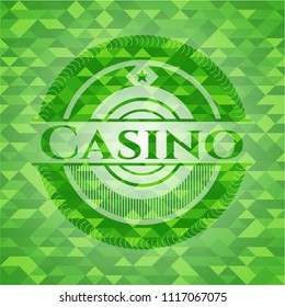 Casino green emblem. Mosaic background