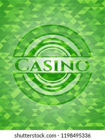 Casino green emblem. Mosaic background