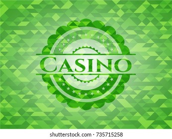 Casino green emblem. Mosaic background