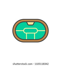 Casino green poker table colored line icon.