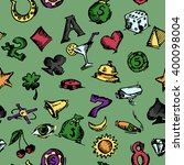 Casino hand drawn vector set. Cartoon casino objects. Vector illustration.