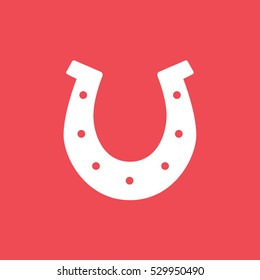 Casino Horseshoe Fortune Flat Icon On Red Background