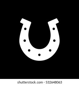 Casino Horseshoe Fortune Flat Icon On Black Background