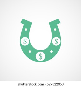 Casino Horseshoe Fortune Green Flat Icon On White Background